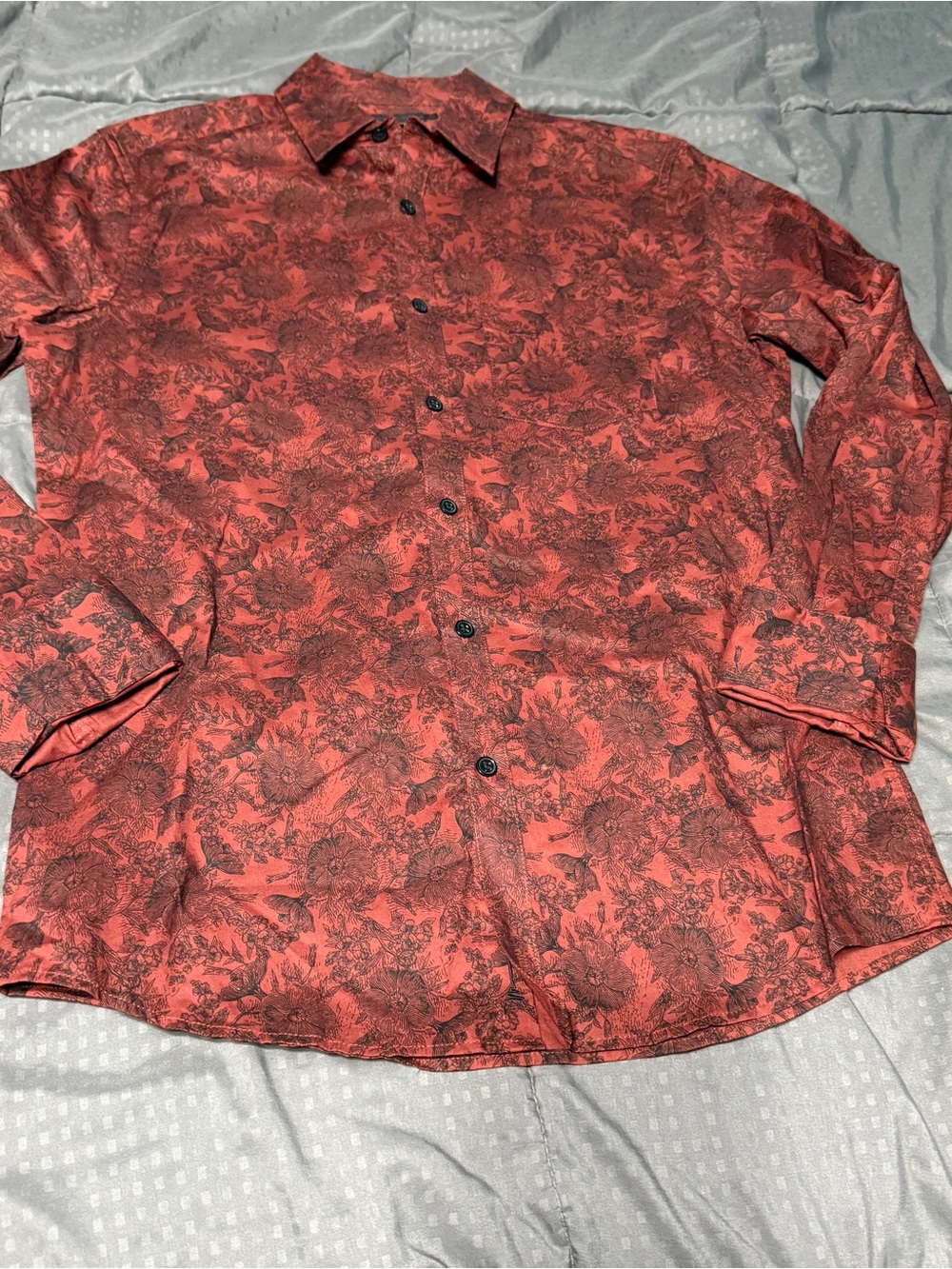 Marc Anthony Luxury Men’s Slim fit Button-Up Red Floral Shirt Size Small
